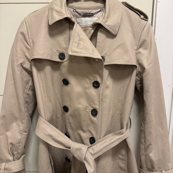 Hobbs London Trench Coat Saskia Sz 8 Women Cream/Beige - Picture 3 of 11